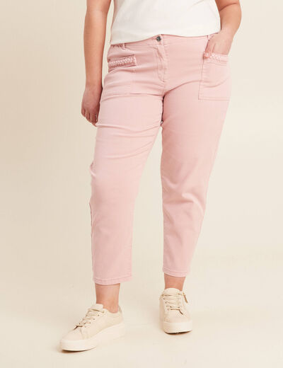 Jean carotte 7/8ème rose pastel femme