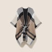 Poncho r&eacute;versible ceintur&eacute; noir femme