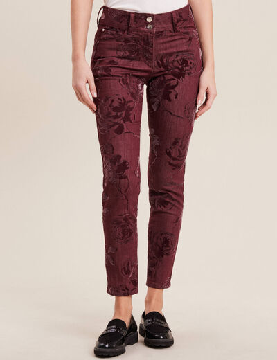 Jean ajusté taille standard bordeaux femme