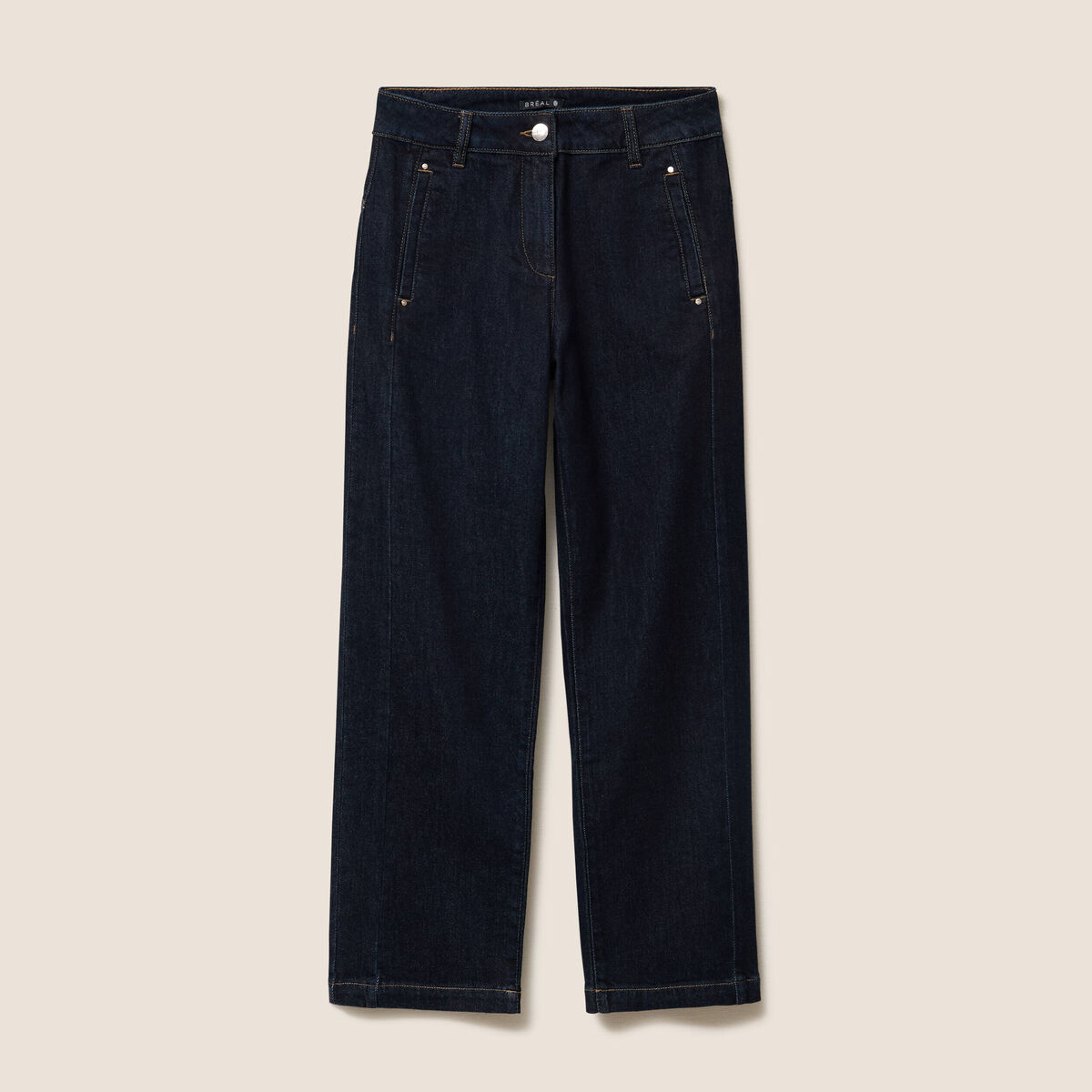 Jean droit taille haute 7/8&egrave;me denim brut femme