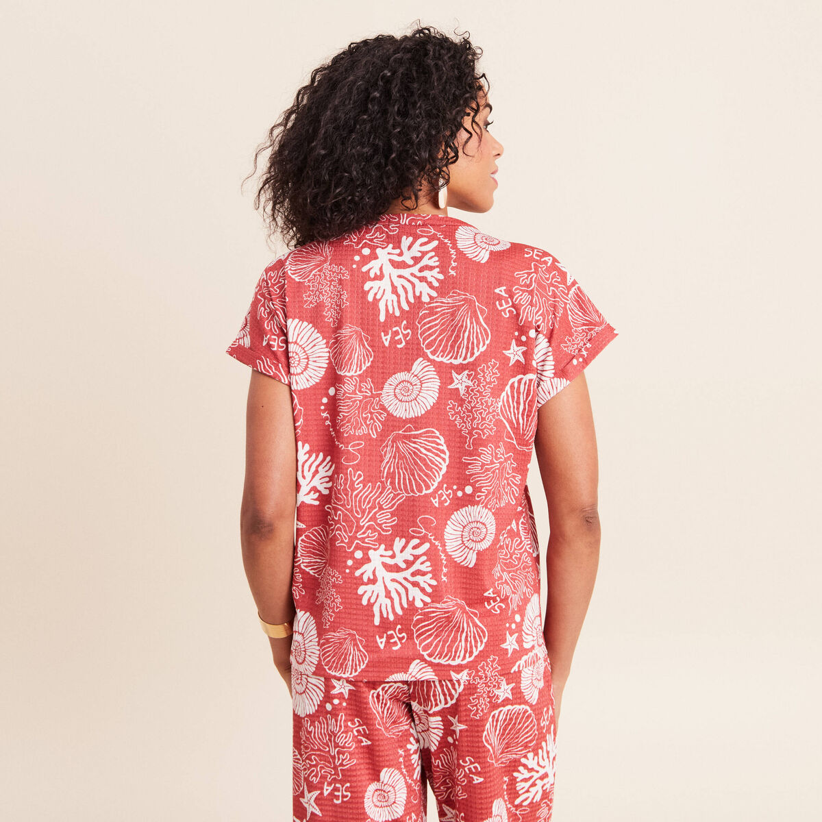 T-shirt manches courtes orange femme