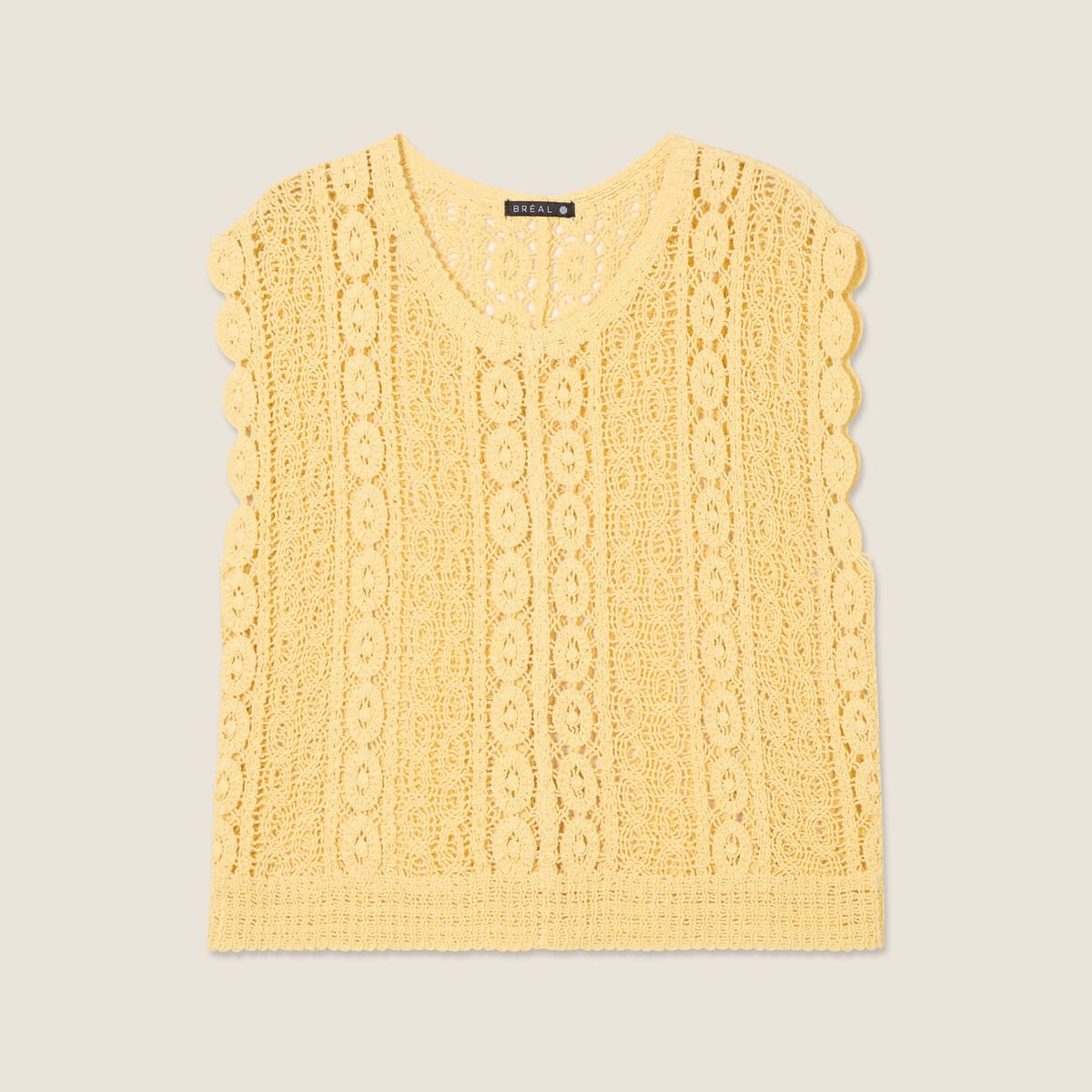 Débardeur macramé jaune femme