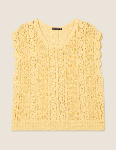 Débardeur macramé jaune femme