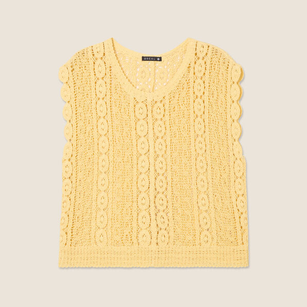 Débardeur macramé jaune femme