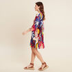 Robe courte &eacute;vas&eacute;e manches 3/4 bleu femme