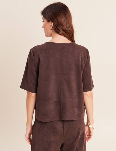Top en suedine marron fonc&eacute; femme