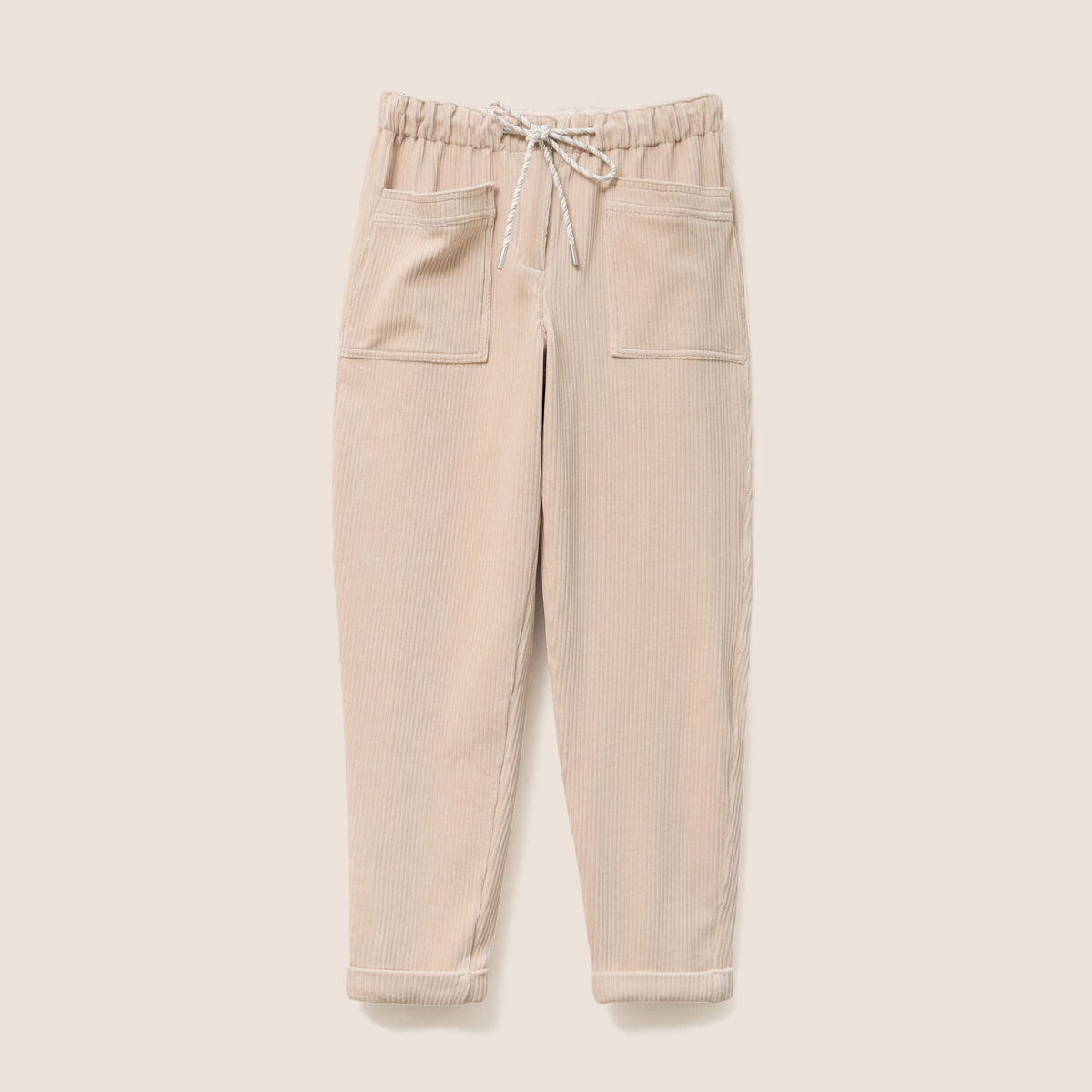 Pantalon coupe mom en velours sable femme