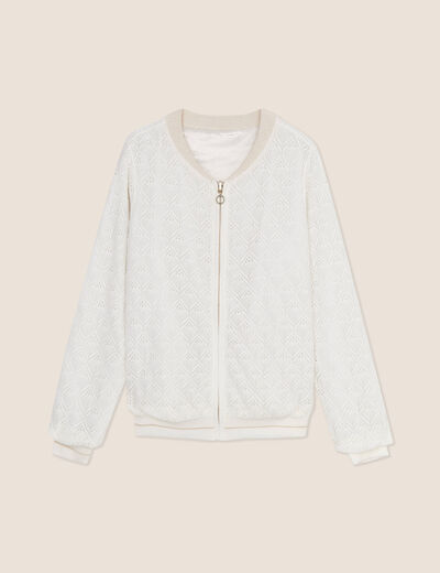 Gilet réversible ajouré ecru femme