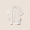 Pull col rond manches courtes ecru femme