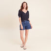 Pull col v bleu marine femme