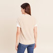 Gilet col v couleur or femme