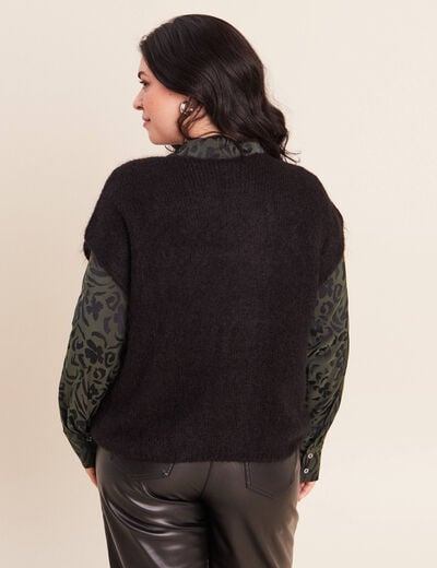 Pull sans manches noir femme
