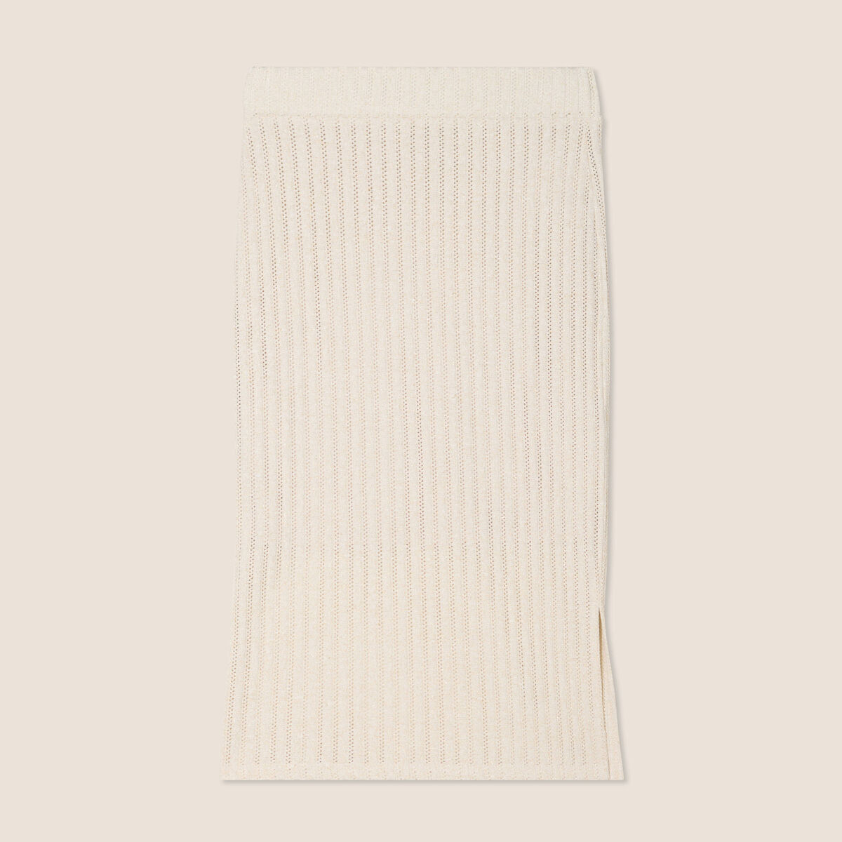 Jupe tricot longue tube ecru femme