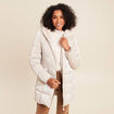 Doudoune mi-longue &agrave; capuche beige femme