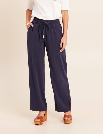 Pantalon large bleu marine femme