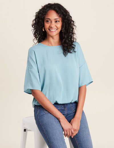 T-shirt manches courtes bleu gris femme