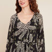 Robe évasée manches 3/4 noir femme