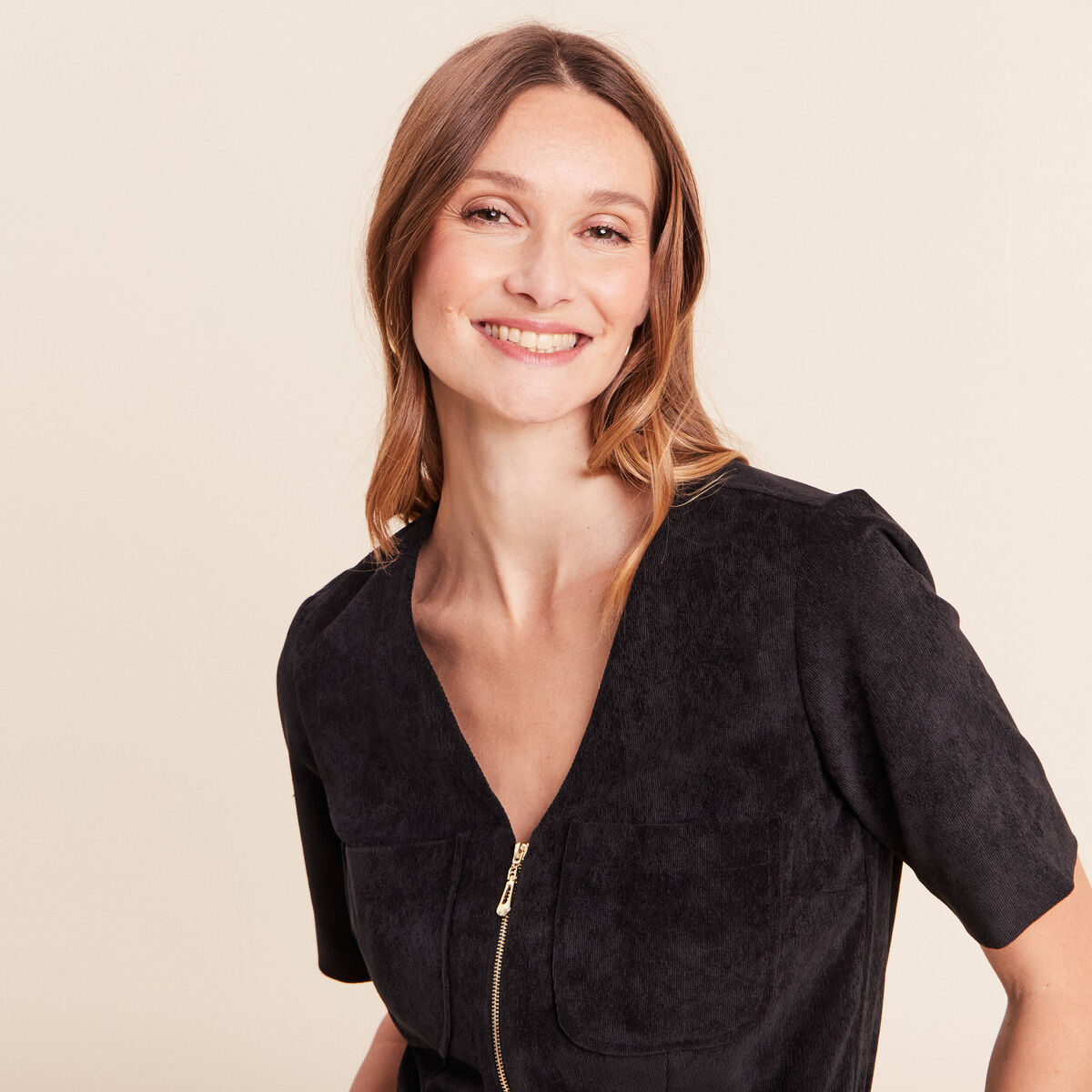 Combinaison en velours noir femme