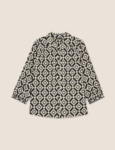 Chemise manches 3/4 noir femme