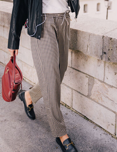 Pantalon mom 7/8&egrave;me beige femme