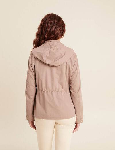 Parka cintrée à capuche taupe femme