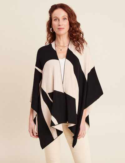 Poncho réversible ecru femme