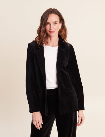 Blazer col tailleur doubl&eacute; noir femme