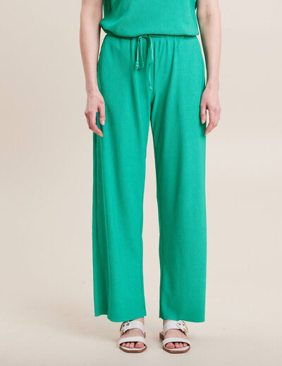 Pantalon flou taille basse vert turquoise femme