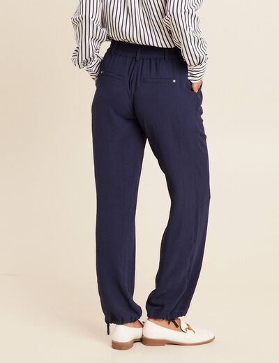 Pantalon large taille standard bleu foncé femme