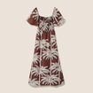 Robe longue &eacute;vas&eacute;e col carr&eacute; marron femme