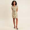 Robe droite fluide col en V vert femme