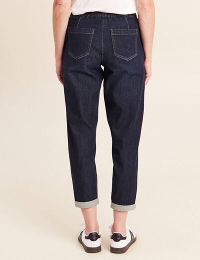 Pantalon mom 7/8&egrave;me en coton denim brut femme