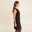 Robe sans manches col rond aspect daim noir femme