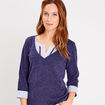 T-shirt manches 3/4 bleu marine femme