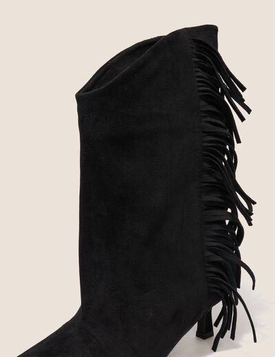 Bottines &agrave; talon aspect daim noir femme