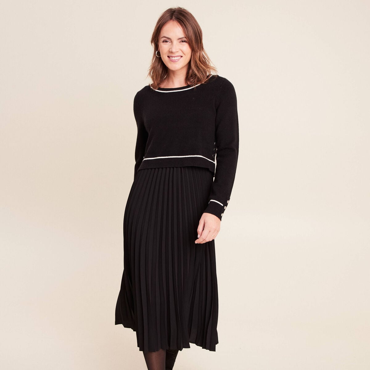 Robe longue &eacute;vas&eacute;e 2 en 1 noir femme