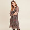 Robe fleurie à sequins évasée rose framboise femme
