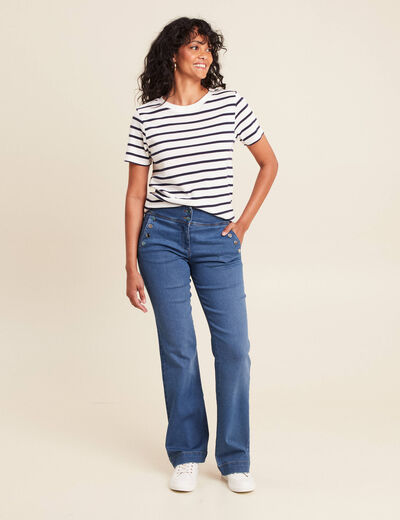 Jean bootcut taille haute denim stone femme
