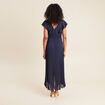 Robe longue &eacute;vas&eacute;e &agrave; volants bleu marine femme