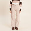 Jean taille haute en velours sable femme