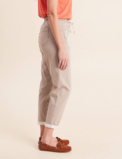 Pantalon coupe mom 7/8&egrave;me marron femme