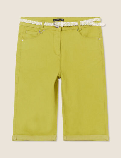 Bermuda ajusté ceinturé vert olive femme
