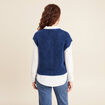Gilet droit mi-long col v bleu marine femme
