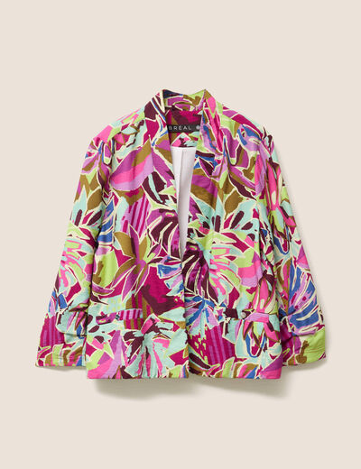 veste courte bas resserré doublée mauve femme