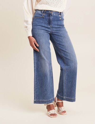 Jean large à pont denim stone femme