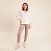 Pull col tunisien manches 3/4 ecru femme