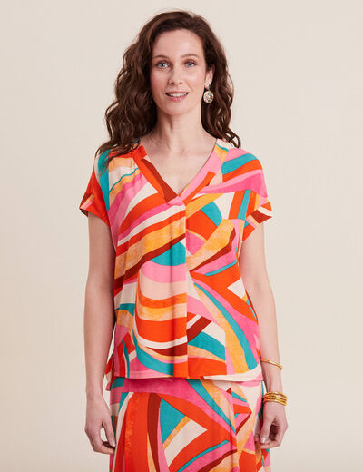 Blouse manches courtes multicolore femme
