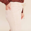 Pantalon taille haute coupe droite denim beige femme
