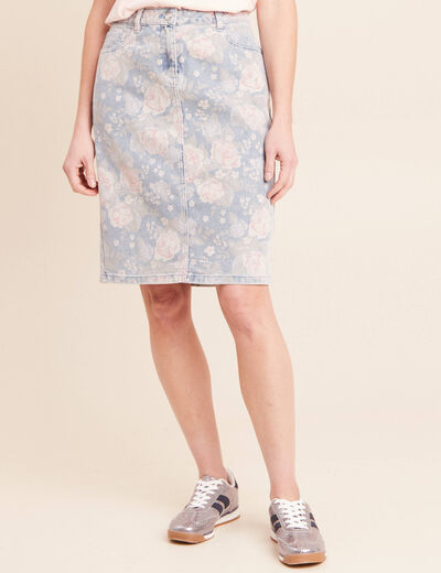 Jupe droite en jean taille standard rose femme