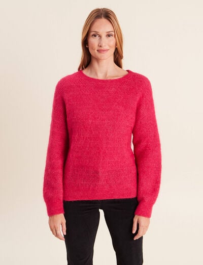 Pull droit col rond manches longues rose femme